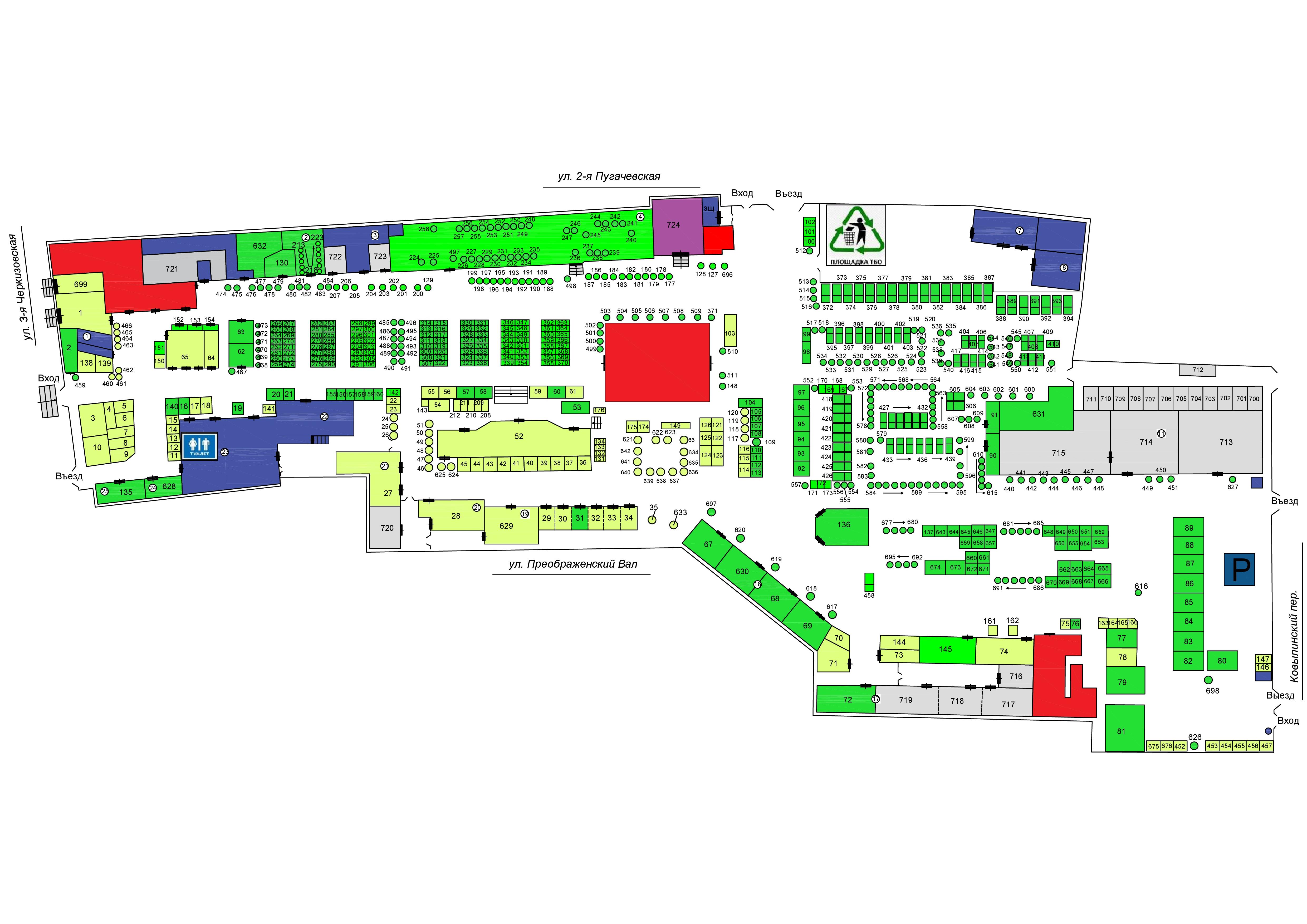Схема рынка | Преображенский рынок